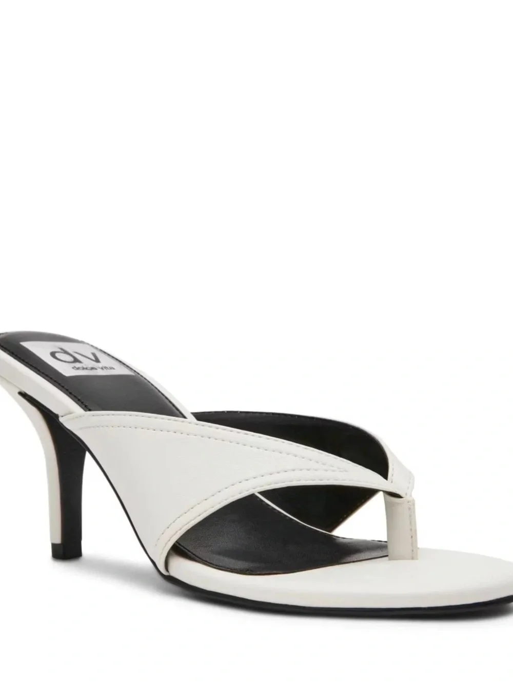 Trendy Sandals DV by Dolce Vita White Leather Thong-Heel Sandals